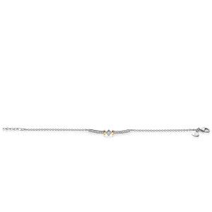 ZINZI zilveren luxe bicolor armband met staafje ruit witte zirconia's 18-20cm ZIA2121