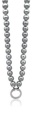 Zinzi zilveren parel collier grijs 45cm ZIC400G