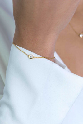 ZINZI zilveren armband 14K geel verguld rond wit ZIA1393Y