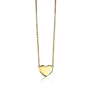 Zinzi gold plated zilveren ketting 43cm met hart plaatje 10mm om te graveren ZIC2346G