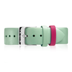 Zinzi Retro leren horlogeband mintgroen stalen sluiting 18mm RETBAND22
