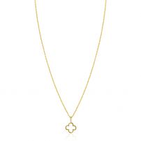 ZINZI gold plated zilveren ketting 42-45cm met open klaver hanger ZIC2743