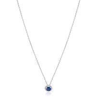 ZINZI zilveren ketting 45cm met saffierblauwe kleursteen in entourage zetting ZIC2697B