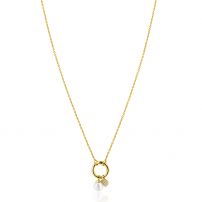 ZINZI gold plated zilveren ketting met ronde sluitring en twee luxe bedels 42-45cm ZIC2738