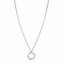 ZINZI zilveren ketting 42–45cm met ronde slang-hanger (15mm), bezet met peervormige witte zirkonia ZIC2722