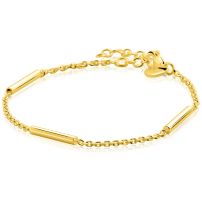 ZINZI goldplated zilveren schakelarmband met drie gladde ronde staafjes ZIA2800G