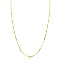 ZINZI gold plated zilveren gourmet ketting met vijf bolletjes 42–45cm ZIC2714G