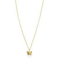 ZINZI gold plated zilveren ketting 42-45cm met vlinder hanger, bezet met witte zirkonia's ZIC2742