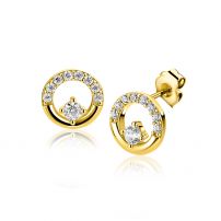 9,5mm ZINZI gold plated zilveren oorstekers open rondje met zirkonia ZIO2725Y