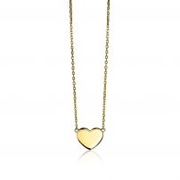 Zinzi gold plated zilveren ketting 43cm met hart plaatje 10mm om te graveren ZIC2346G