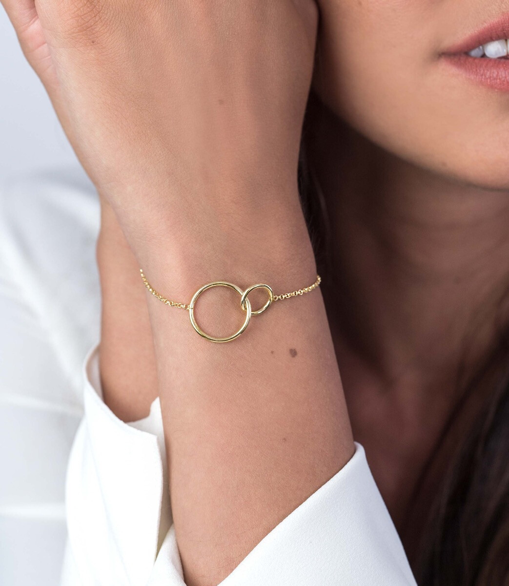 ZINZI set van 2 gold plated zilveren armbanden ronde vormen 16-19cm ZIA1278G-SET