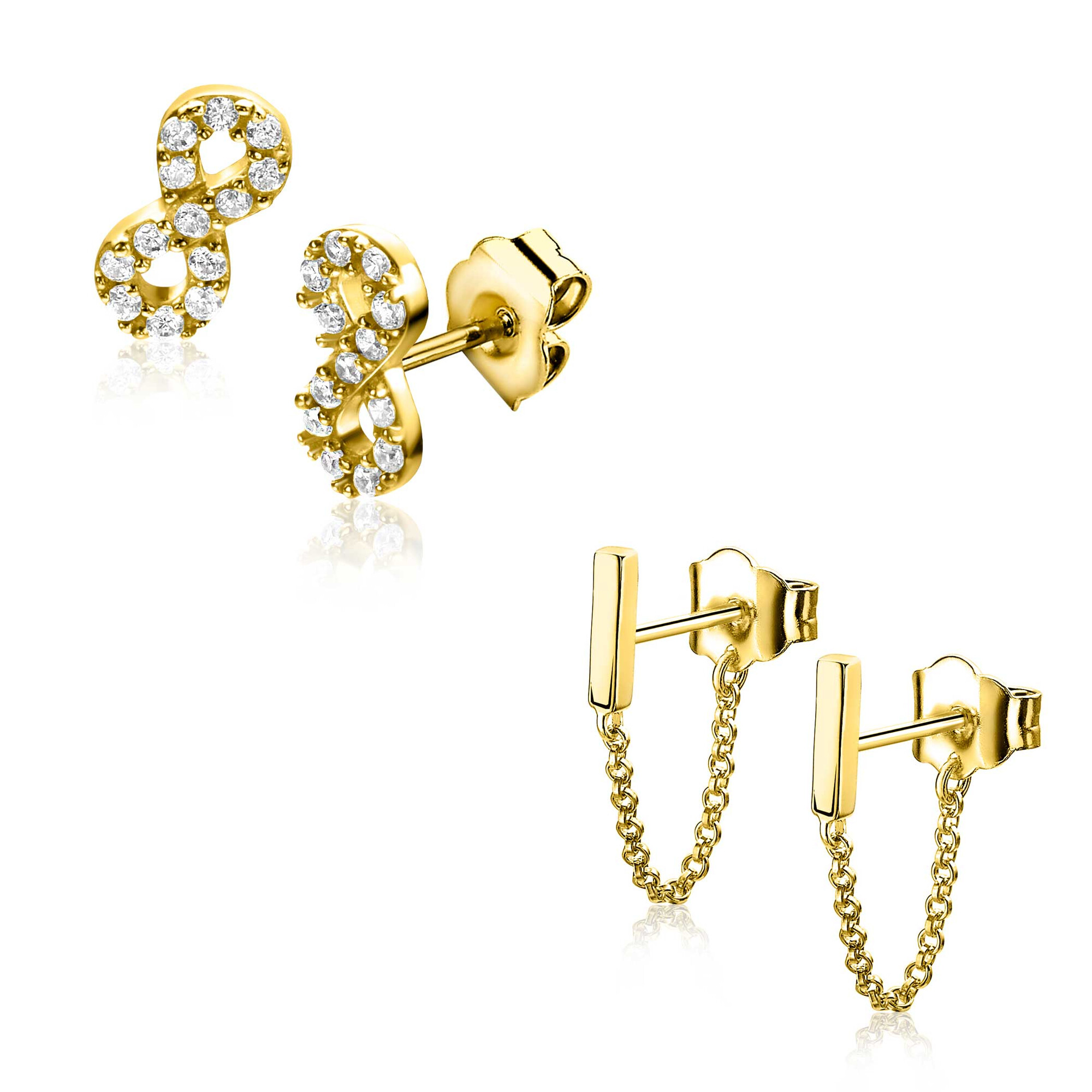 Giftset: Twee paar goldplated zilveren oorsieraden, perfect op elkaar afgestemd in één prachtige set (ZIO2597Y en ZIO1688G) GIFTSET15
