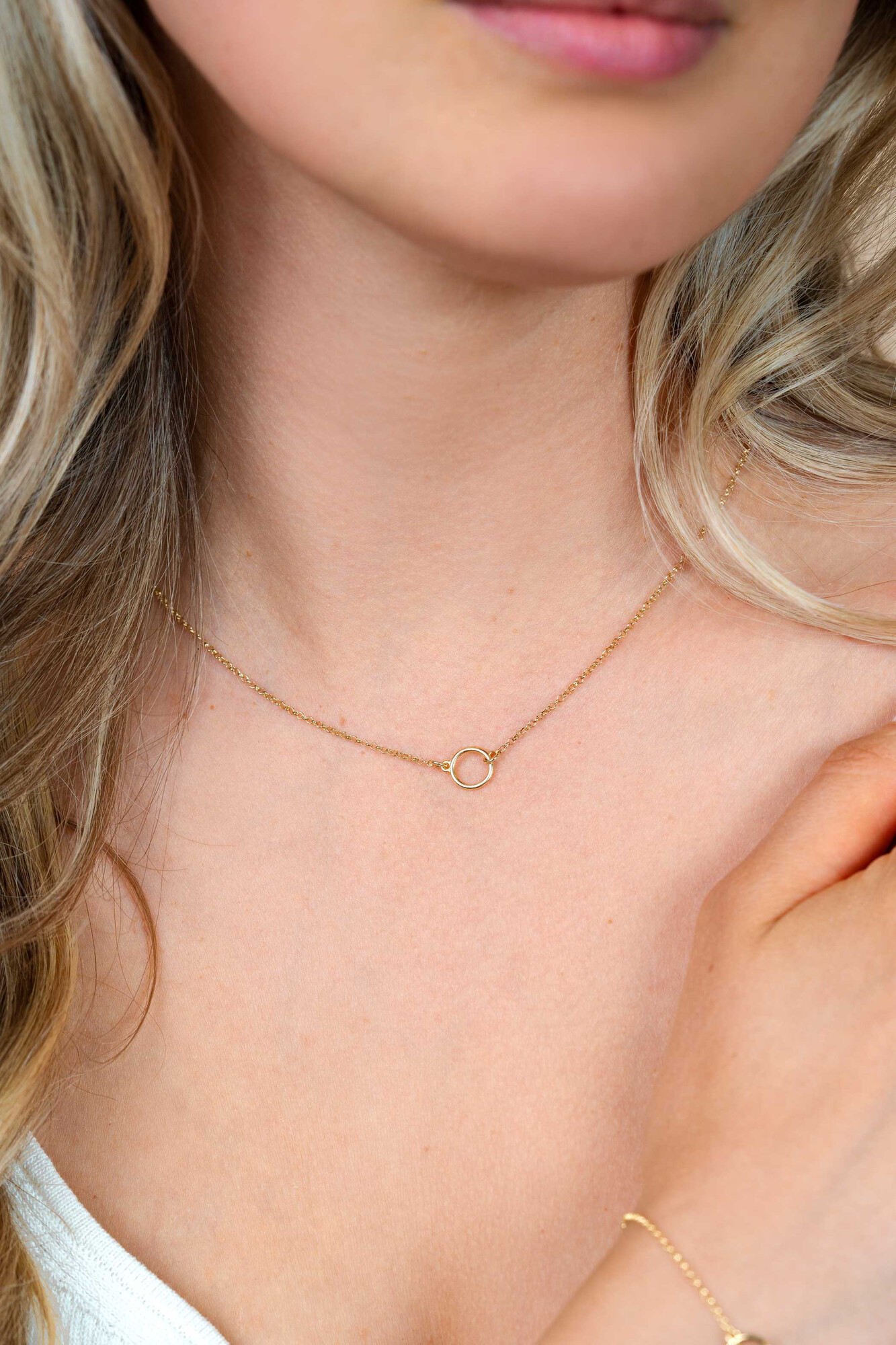 Giftset: Gold plated zilveren armband met open rondje en bijpassende gold plated zilveren ketting. Een complete look in één giftset GIFTSET2523G