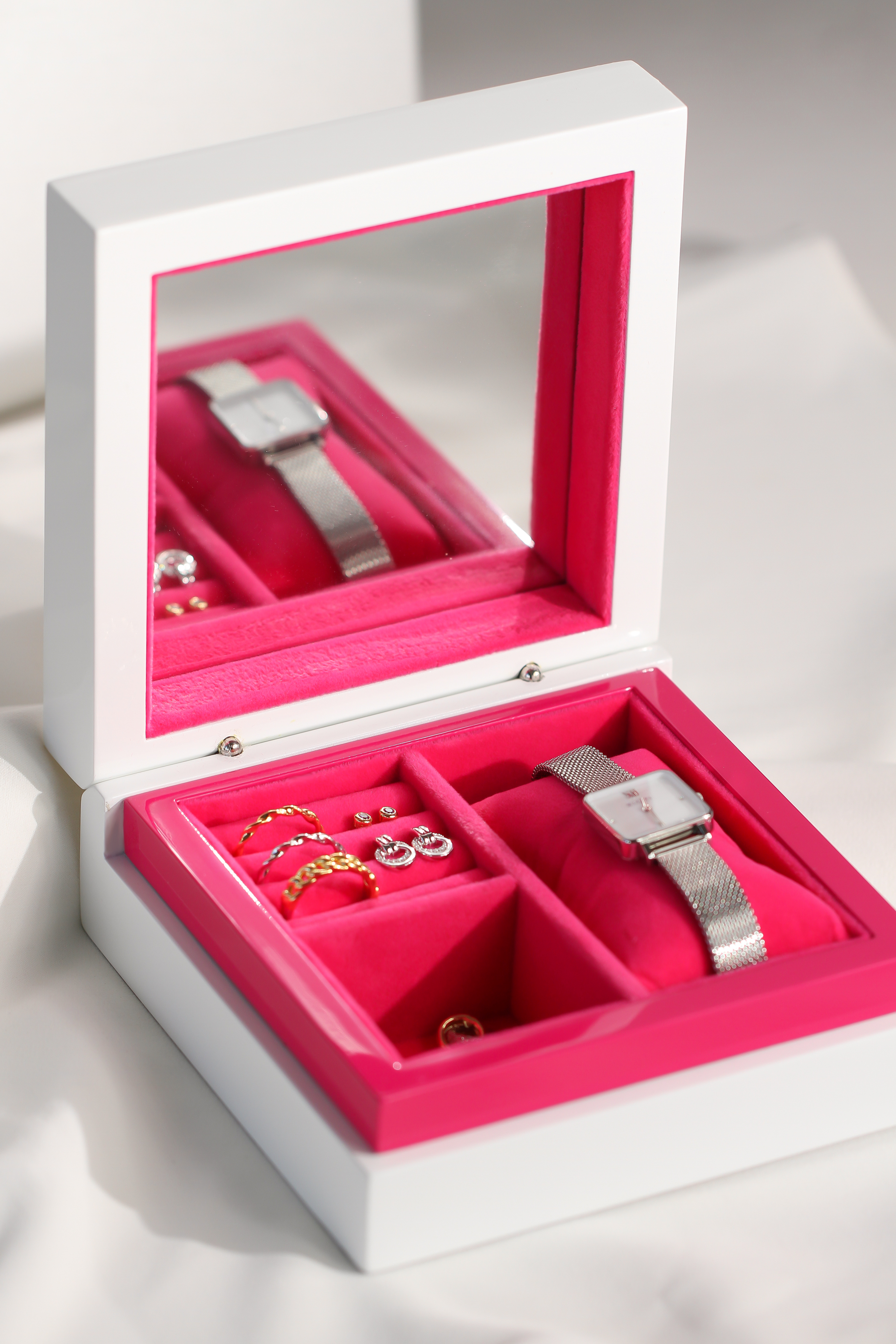 ZINZI sieradendoos wit roze velours JEWELBOX
