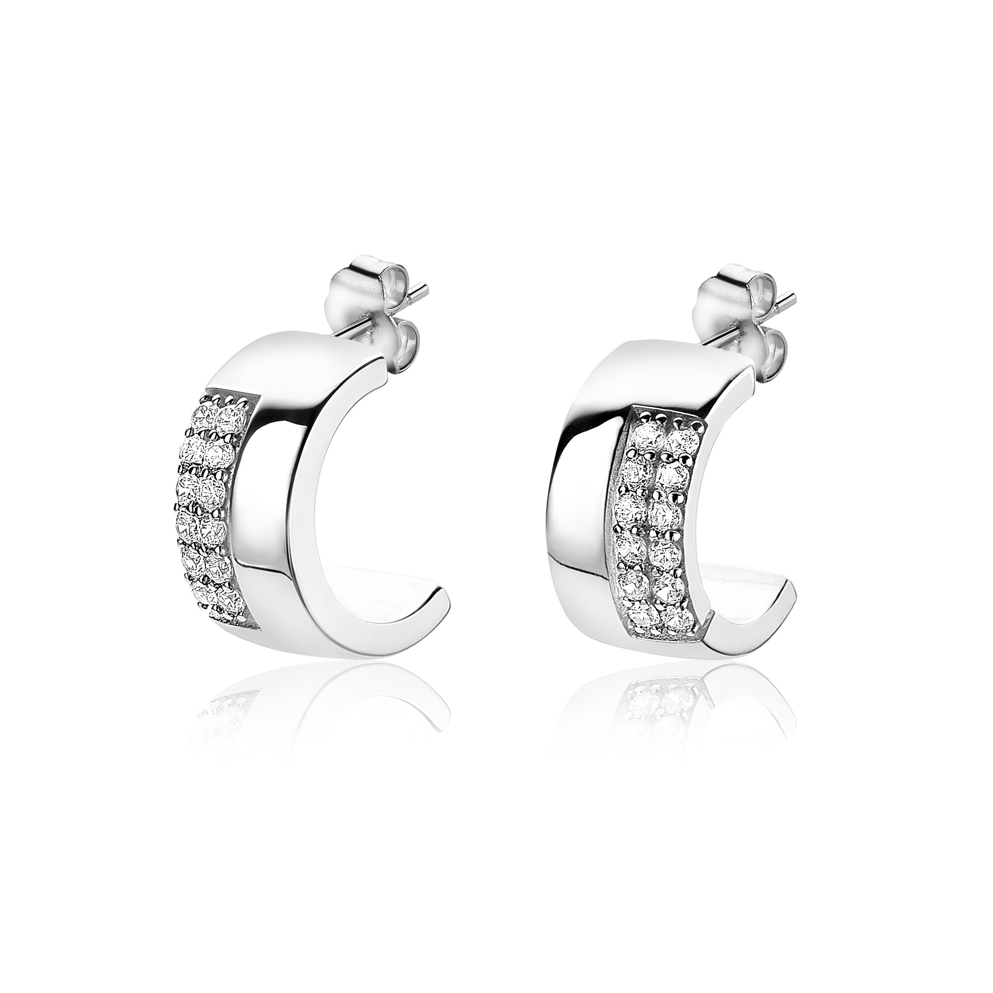 Mart Visser by ZINZI zilveren oorsieraden strak recht 17 x 8mm MVO17
