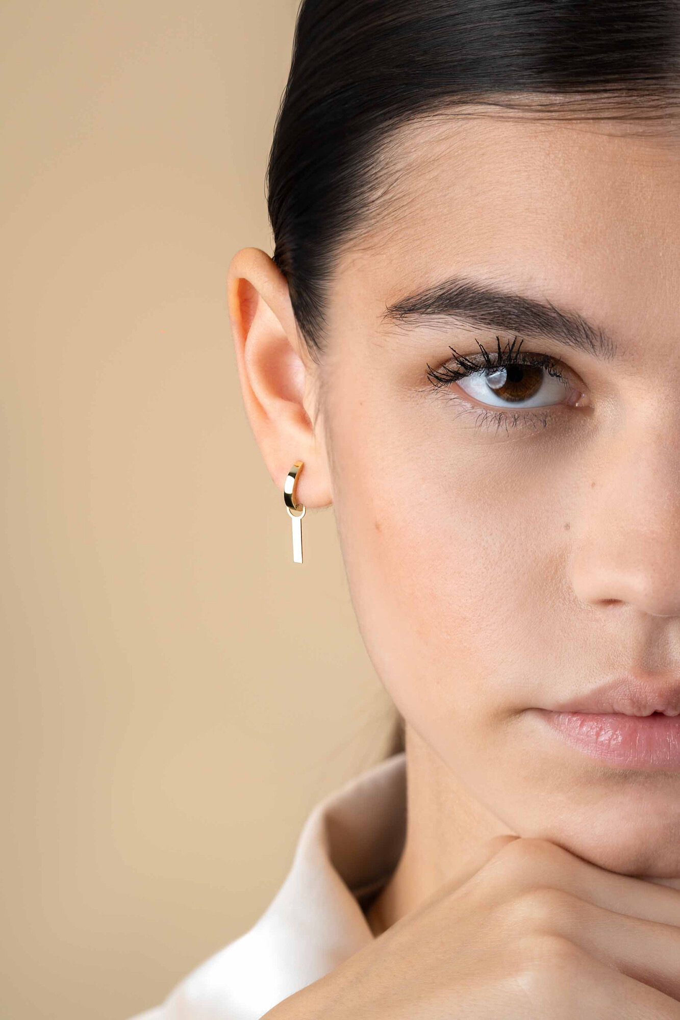 15mm ZINZI Gold 14 krt gouden oorbedels met glad staafje ZGCH479 (zonder oorringen)
