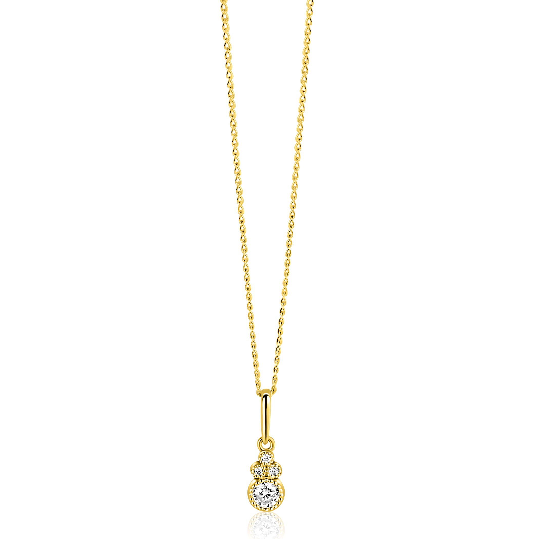 12mm ZINZI Gold 14 krt gouden fantasie hanger bezet met witte zirkonia's ZGH545 (zonder collier)