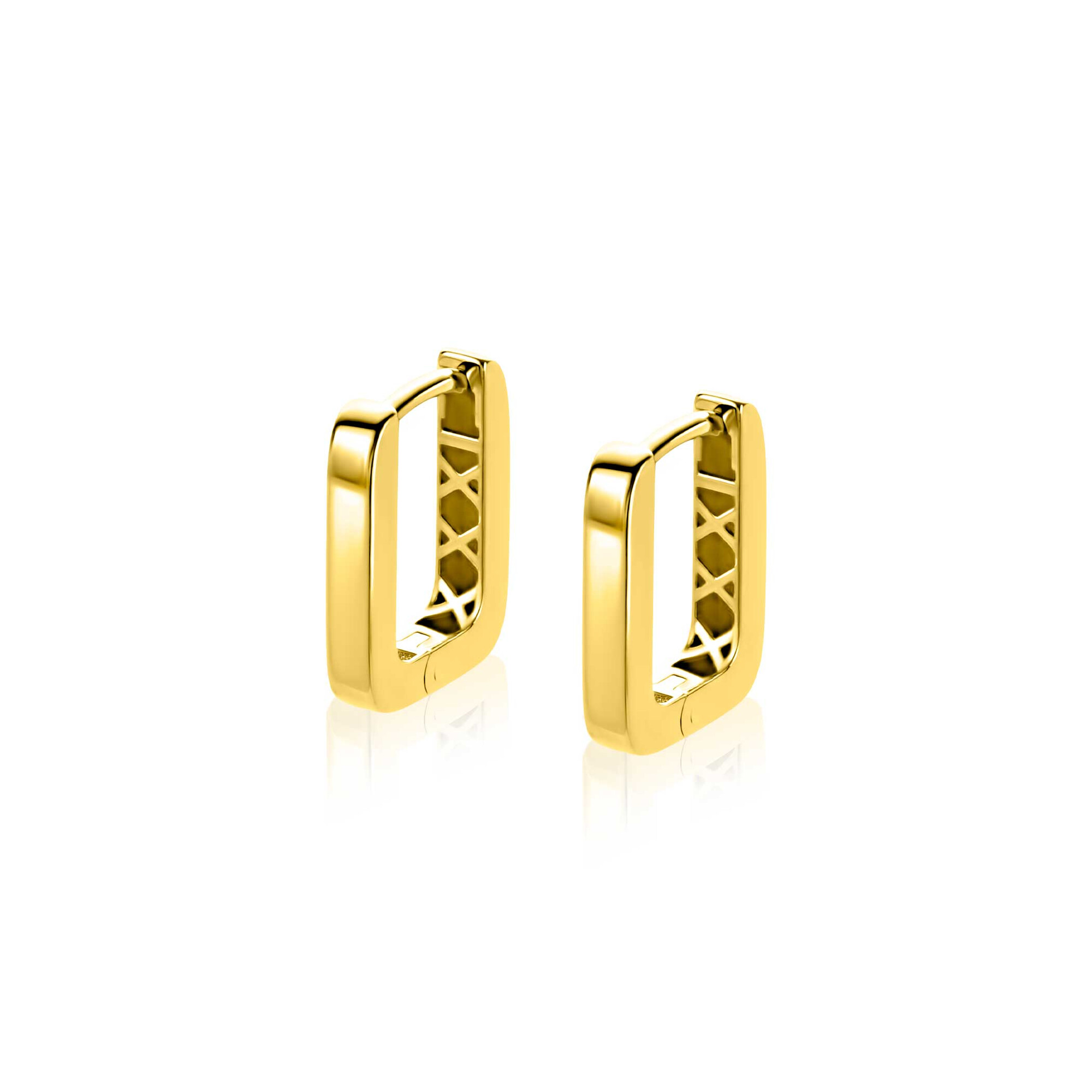 13mm ZINZI Gold 14 krt gouden rechthoekige oorringen met luxe klapsluiting 2mm vierkante buis ZGO575
