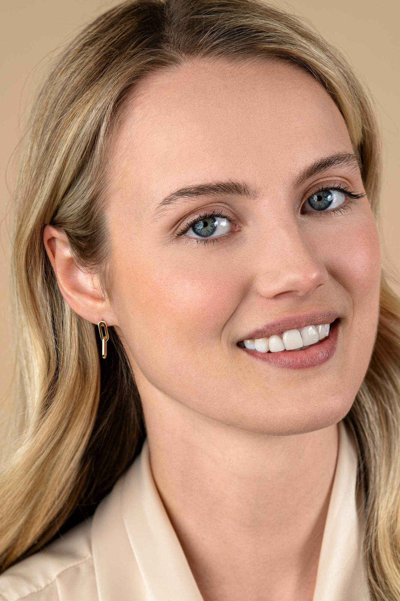 20mm ZINZI Gold 14 krt gouden oorstekers met twee trendy paperclip-schakels 20mm ZGO344