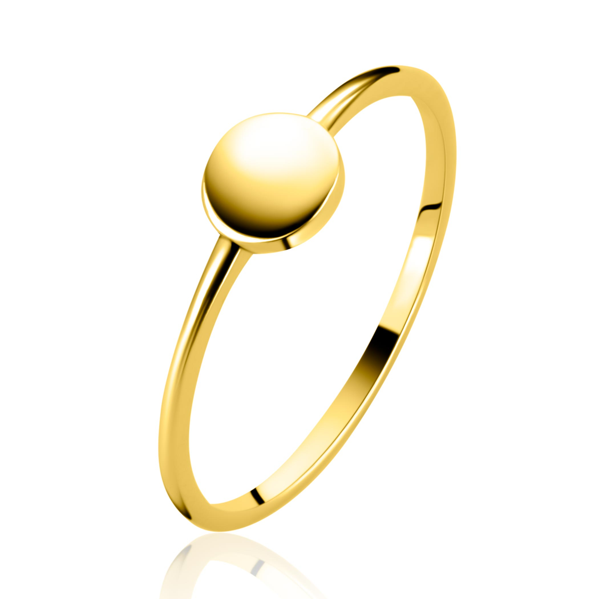 ZINZI Gold 14 krt gouden ring met glad rond plaatje ZGR554