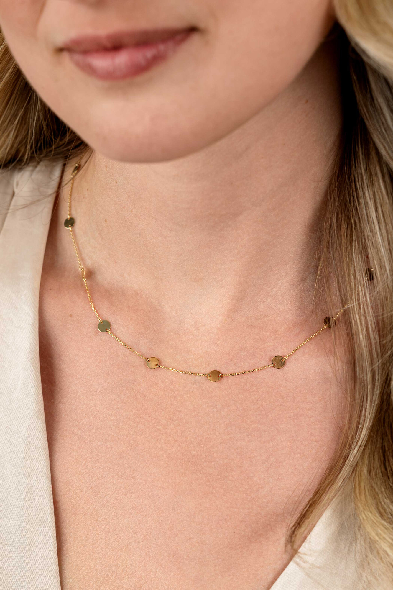 ZINZI Gold 14 krt gouden ketting met subtiele jasseron schakels en