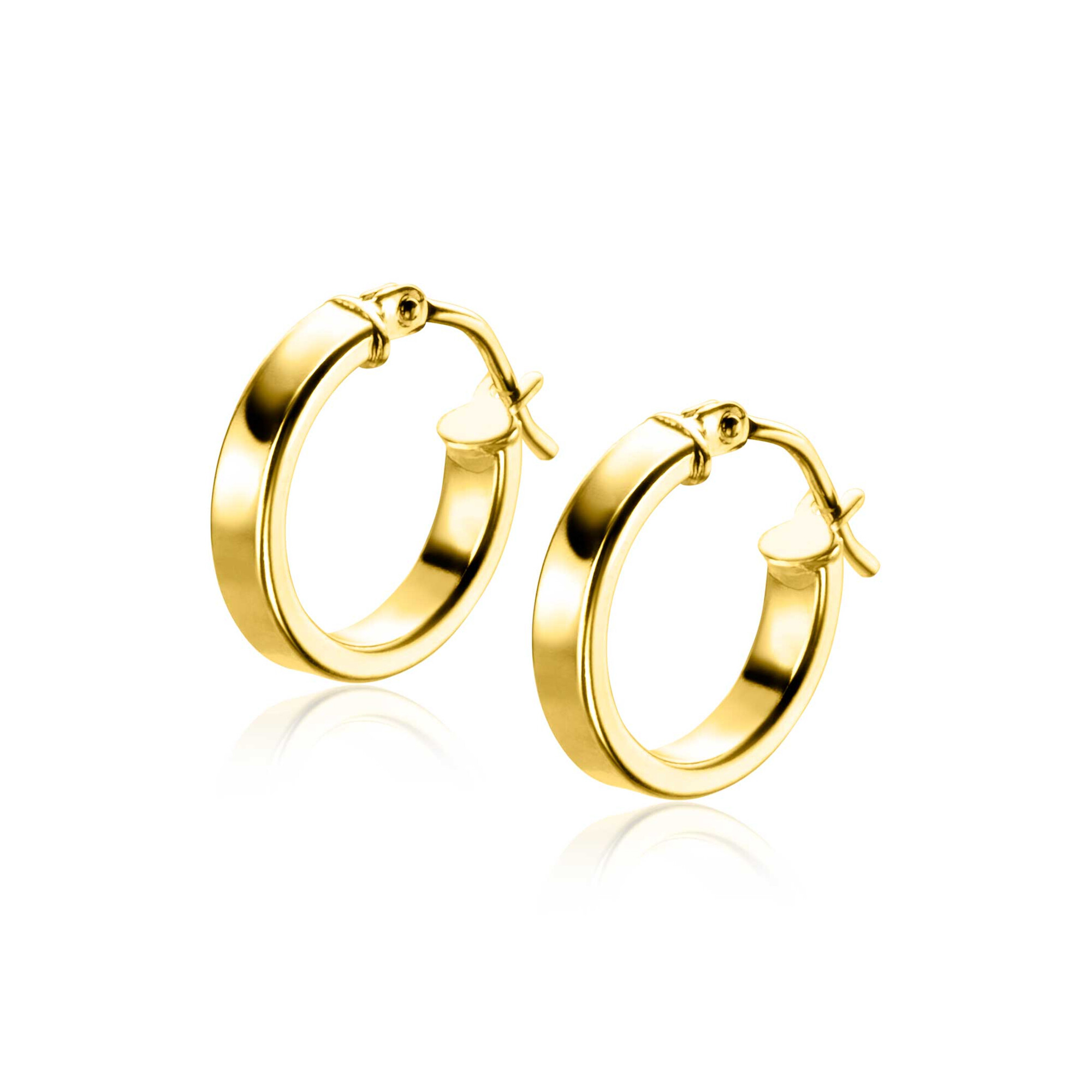 13mm ZINZI Gold 14 krt gouden oorringen gladde vierkante buis 3mm breed ZGO333