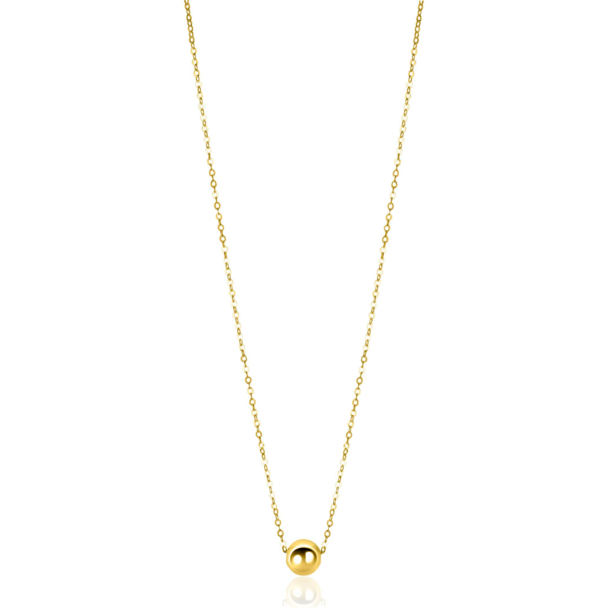 ZINZI Gold 14 krt gouden schakel kettinkje met sierlijke gladde bol van 6mm 42-45cm ZGC505
