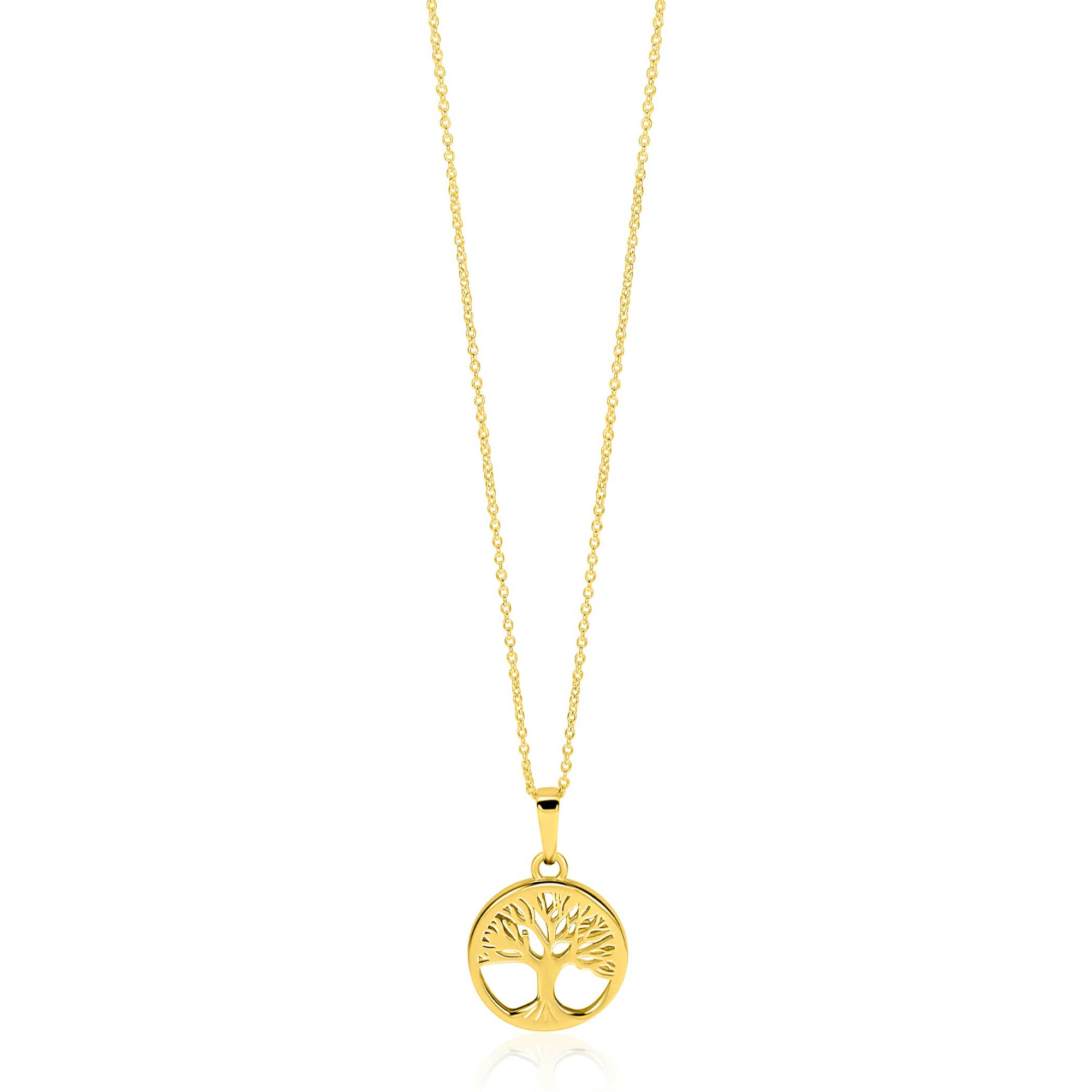 12mm ZINZI Gold 14 krt gouden hanger met levensboom (Tree of Life) ZGH578 (zonder collier)