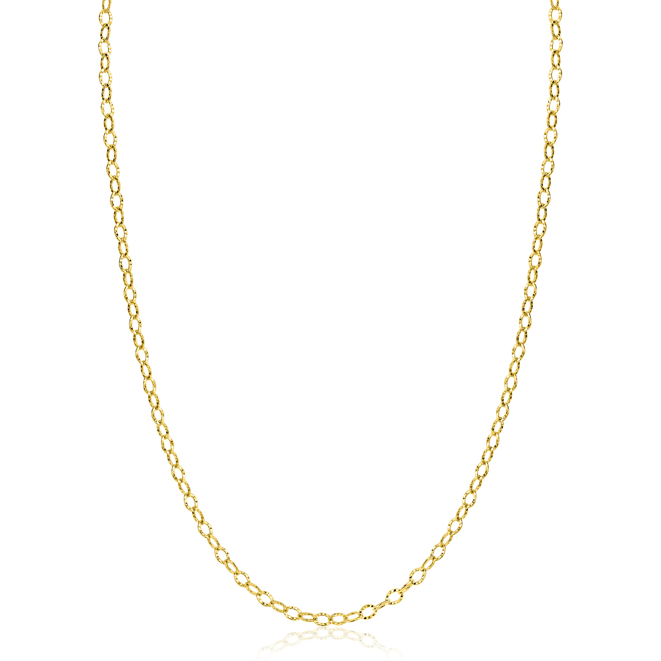 ZINZI Gold 14 krt gouden ketting met bewerkte ovale schakels 3mm breed 45cm ZGC538