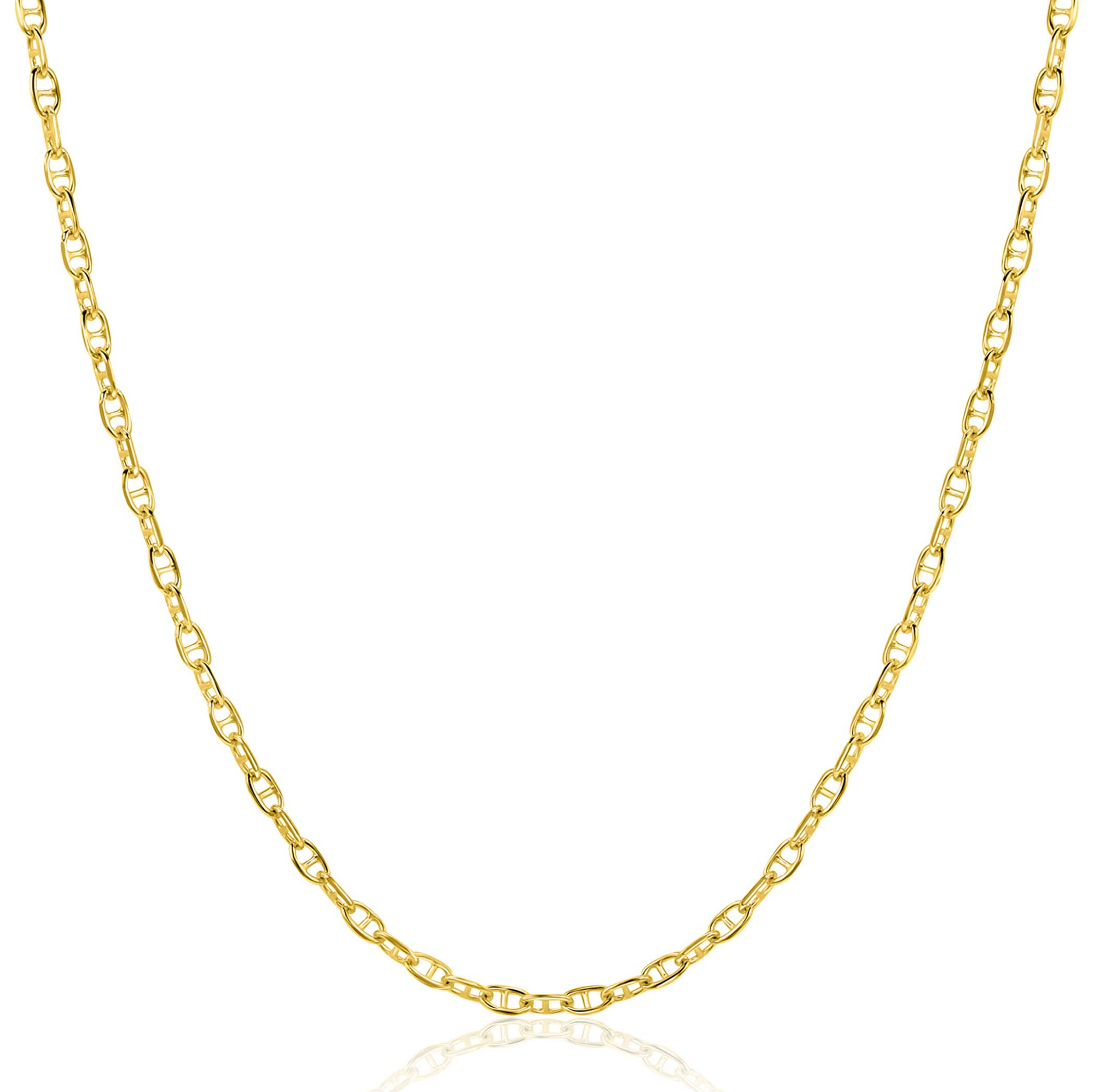 ZINZI Gold 14 karaat gouden massieve marine schakelketting 45cm 2mm breed ZGC577
