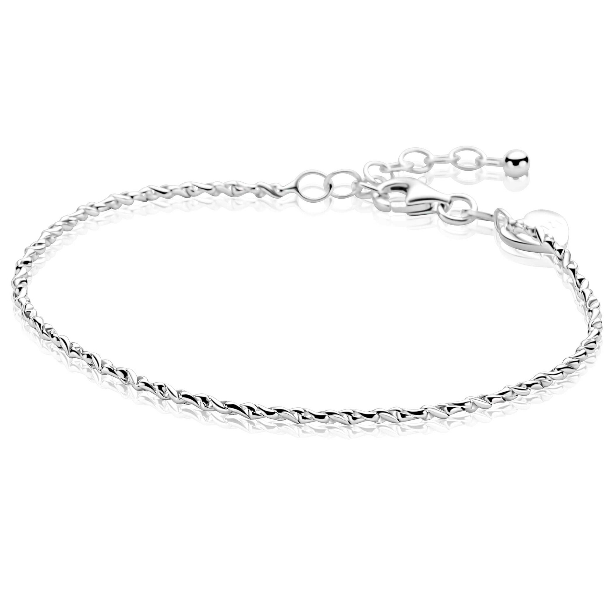 ZINZI zilveren organisch gedraaide schakel armband (1,8mm breed) 17-20cm ZIA2843