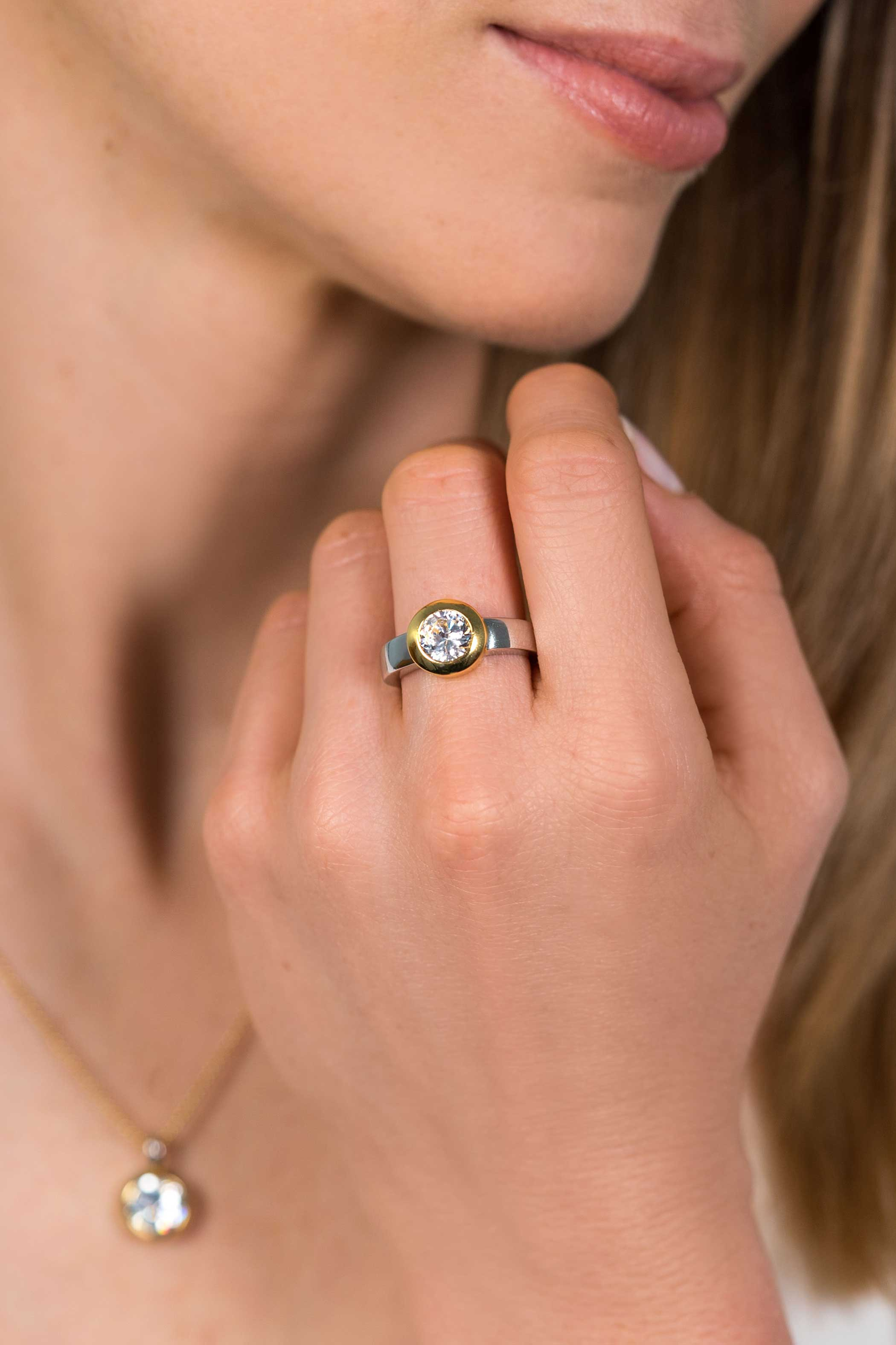 ZINZI zilveren wisselring geel verguld rond ZIR2