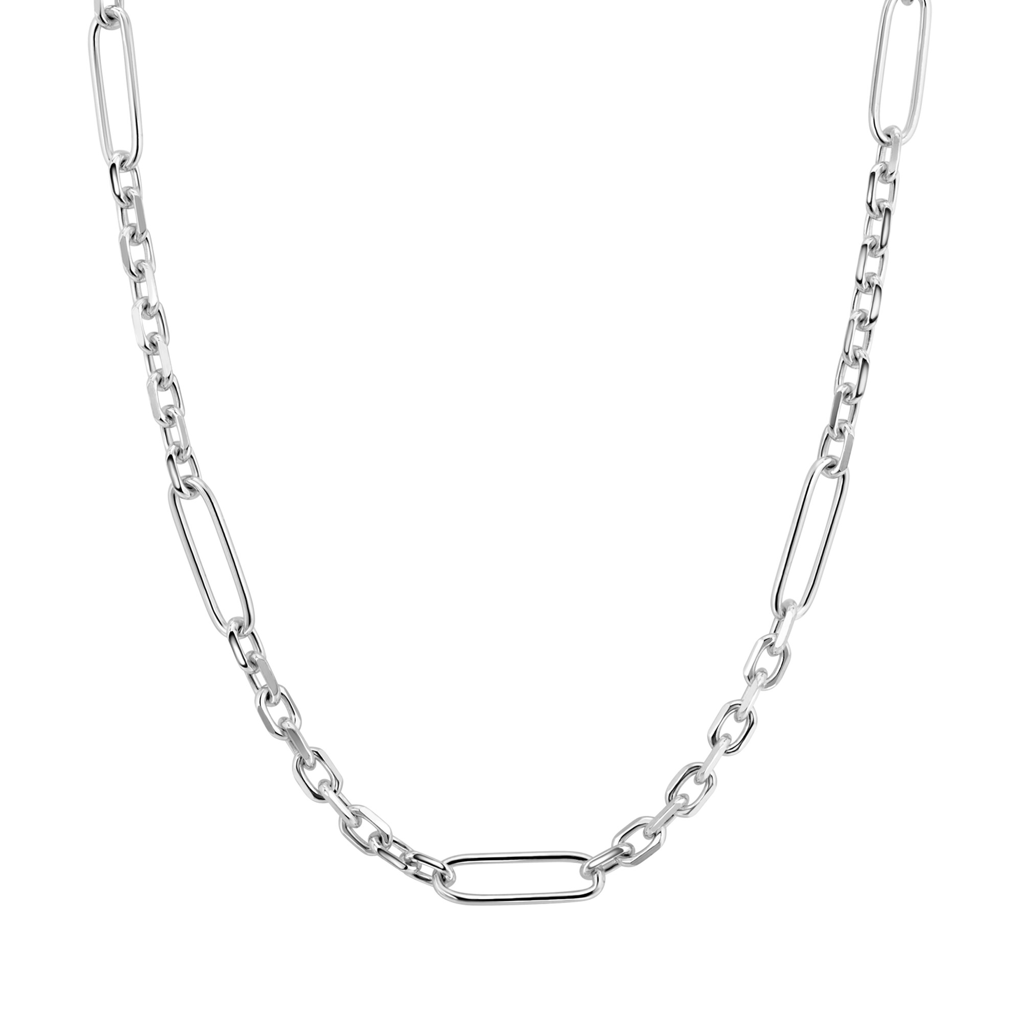 ZINZI zilveren schakelketting met vijf lange ovale schakels 5,5mm breed 43-47cm ZIC2711
