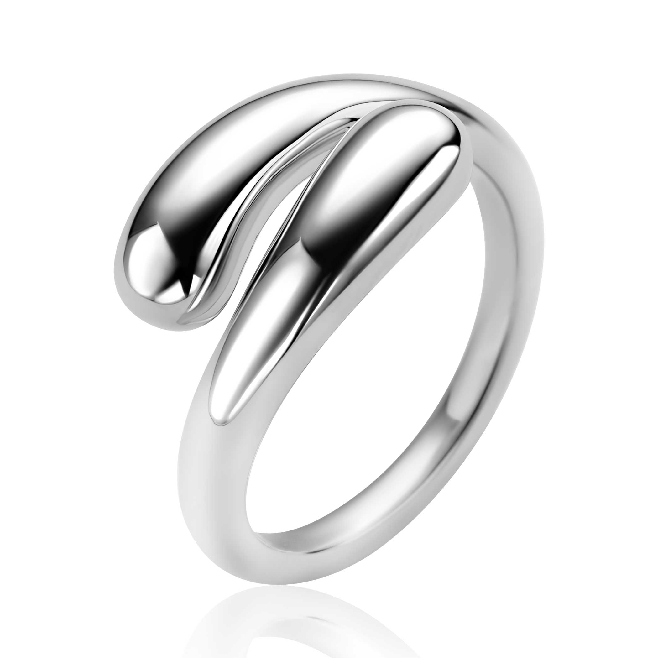 ZINZI zilveren gladde ring met twee druppelvormen 10mm breed ZIR2840C