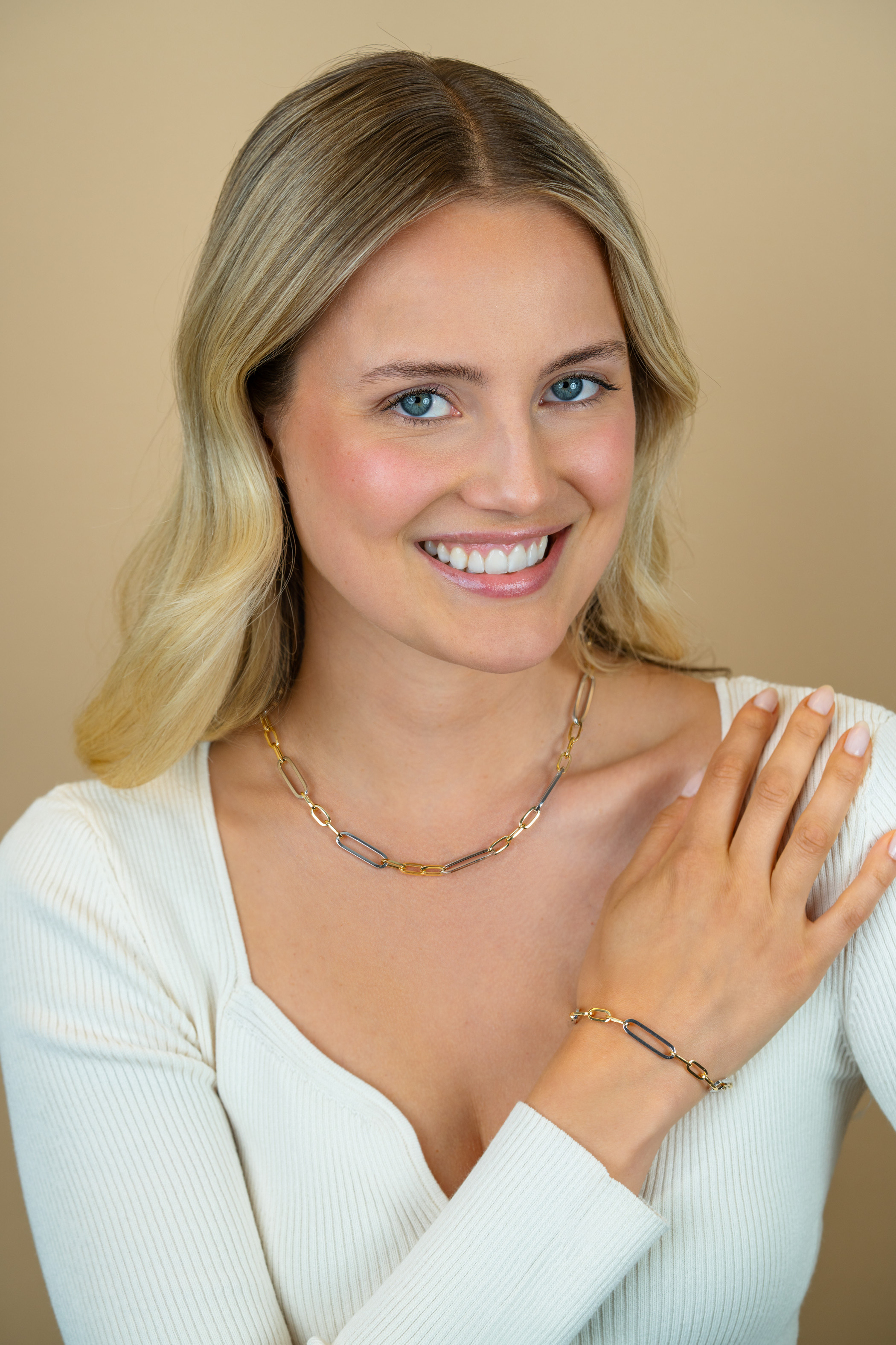 ZINZI zilveren bicolor schakelarmband met ovale schakels 7mm breed ZIA2752