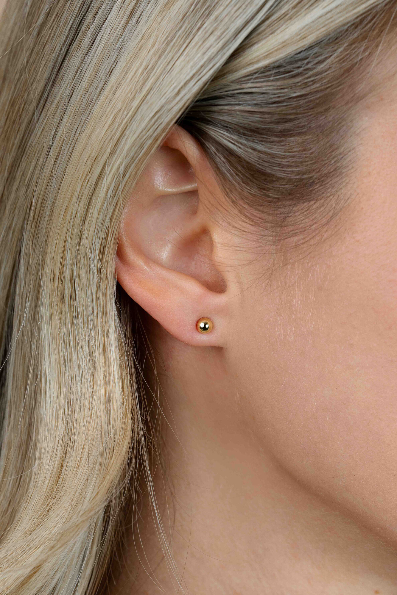 ZINZI zilveren oorstekers glad bol 6mm geel verguld ZIO808G