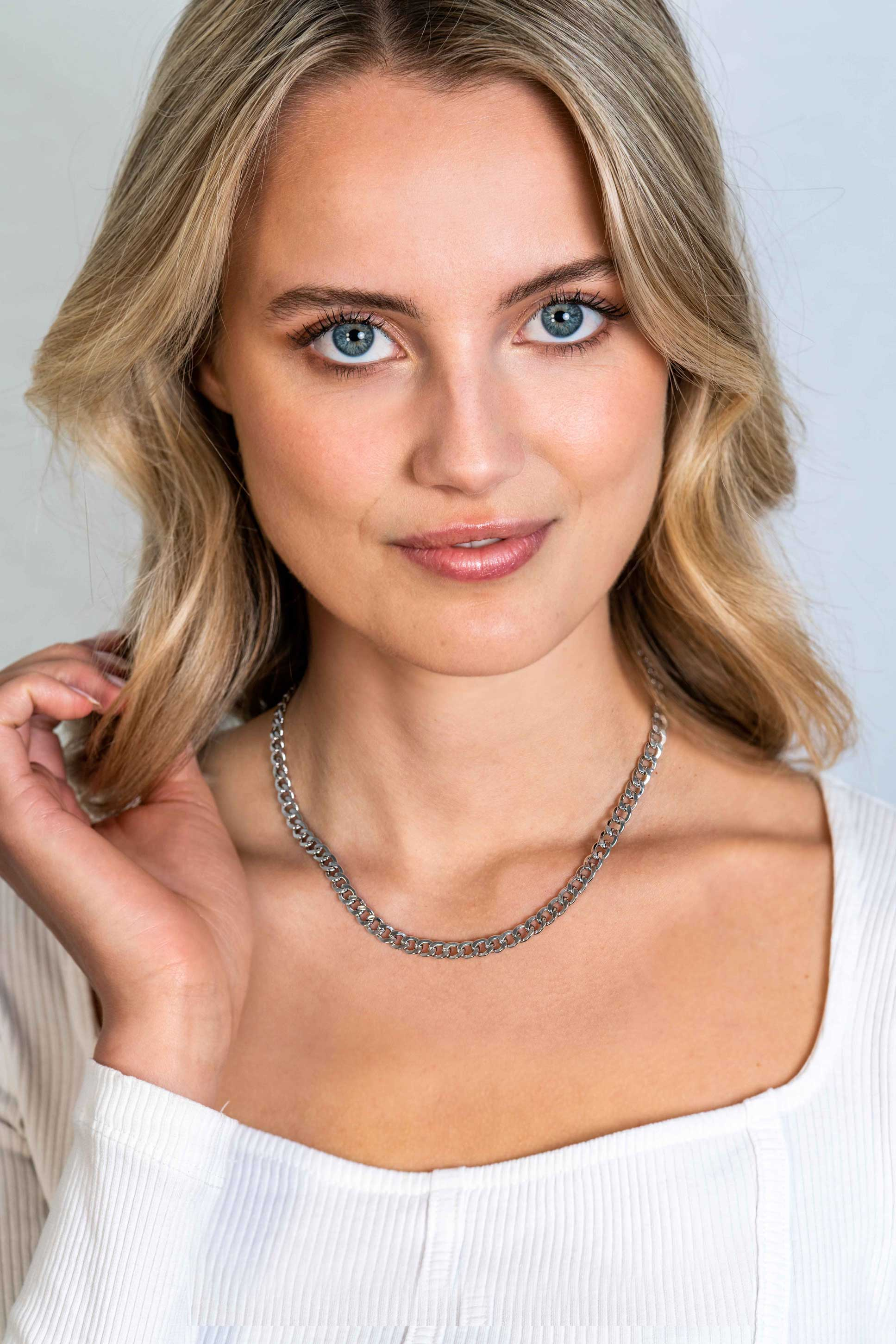 ZINZI zilveren brede gourmet ketting 42cm met ovale sluitring in 14K geel verguld ZIC2378