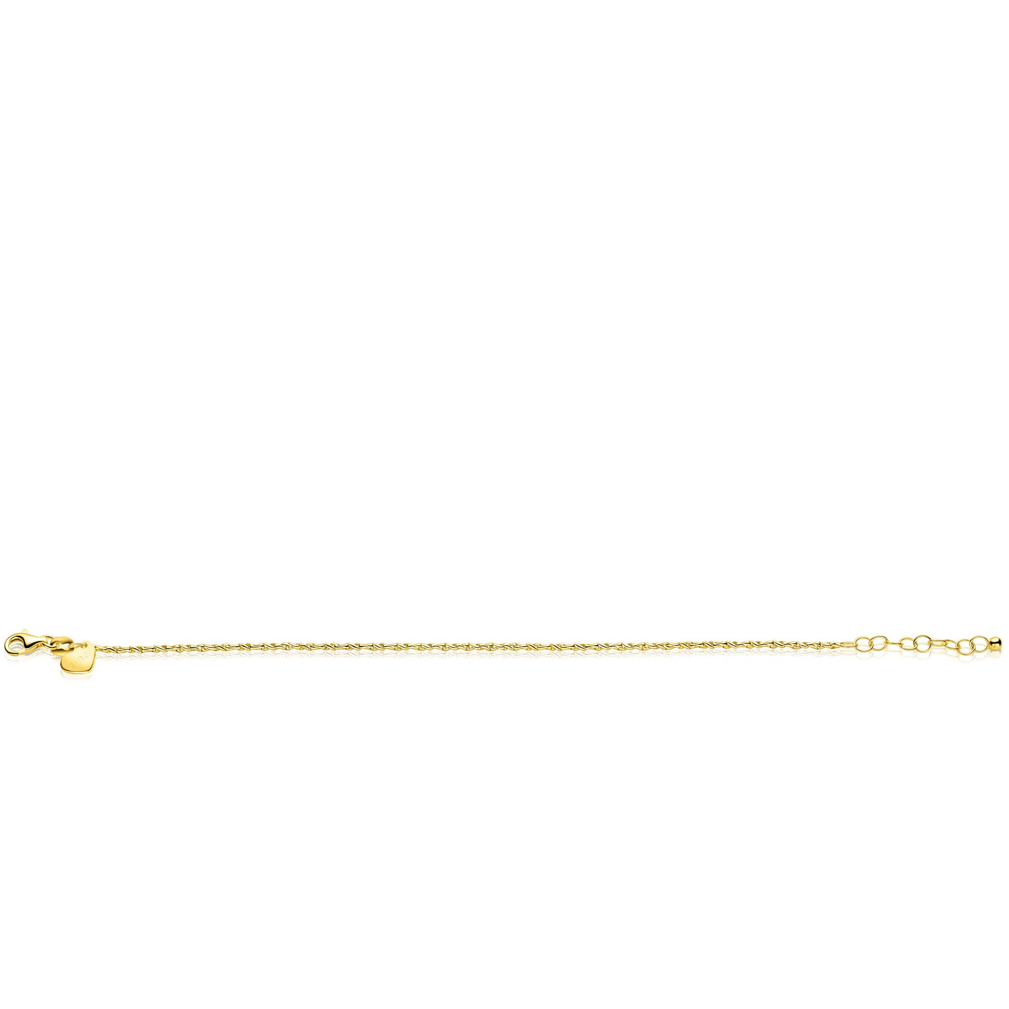 ZINZI gold plated zilveren organisch gedraaide schakel armband (1,8mm breed) 17-20cm ZIA2843G
