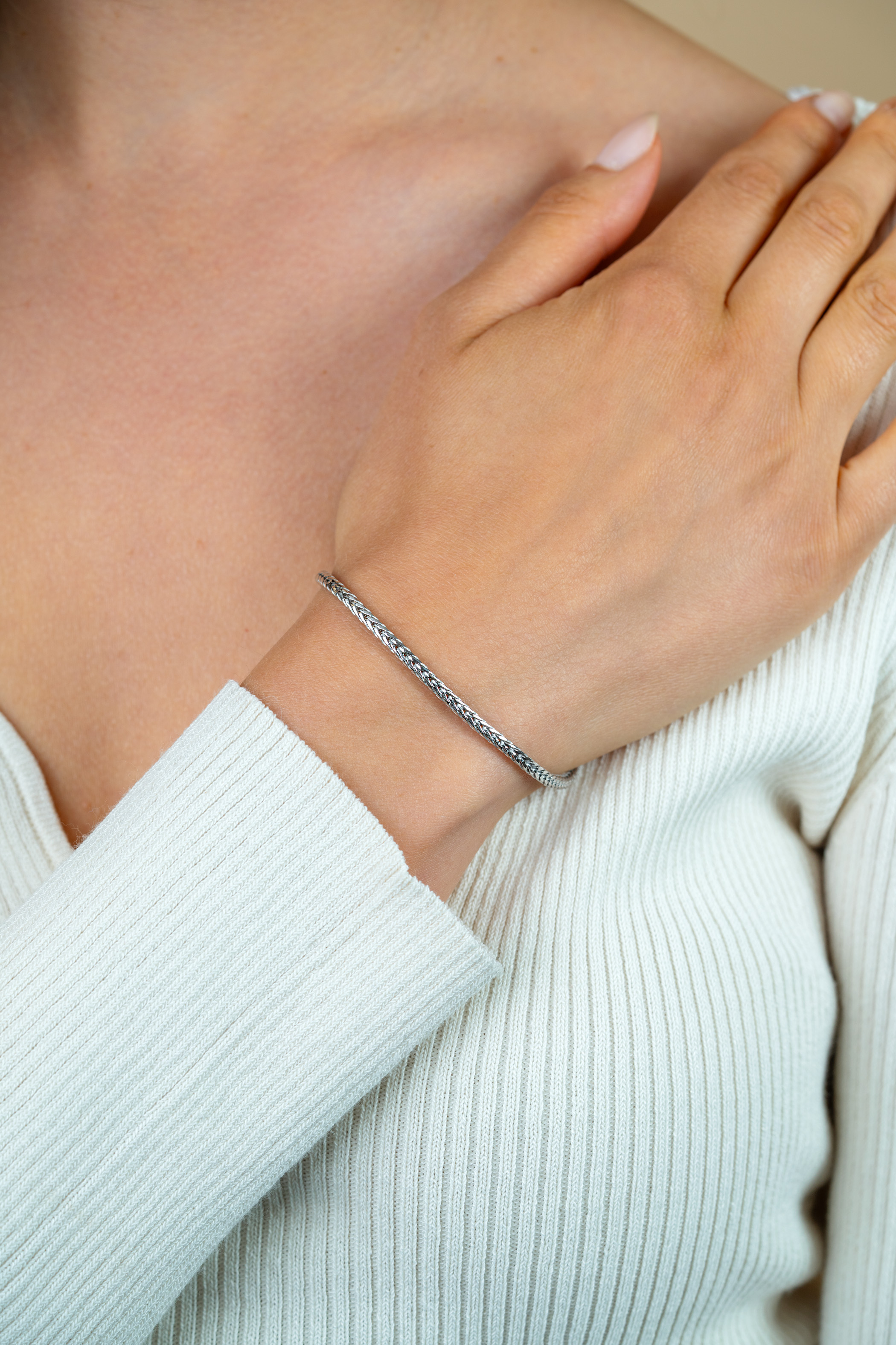 ZINZI zilveren schakelarmband vossenstaart 2.5mm breed 19cm ZIA1287