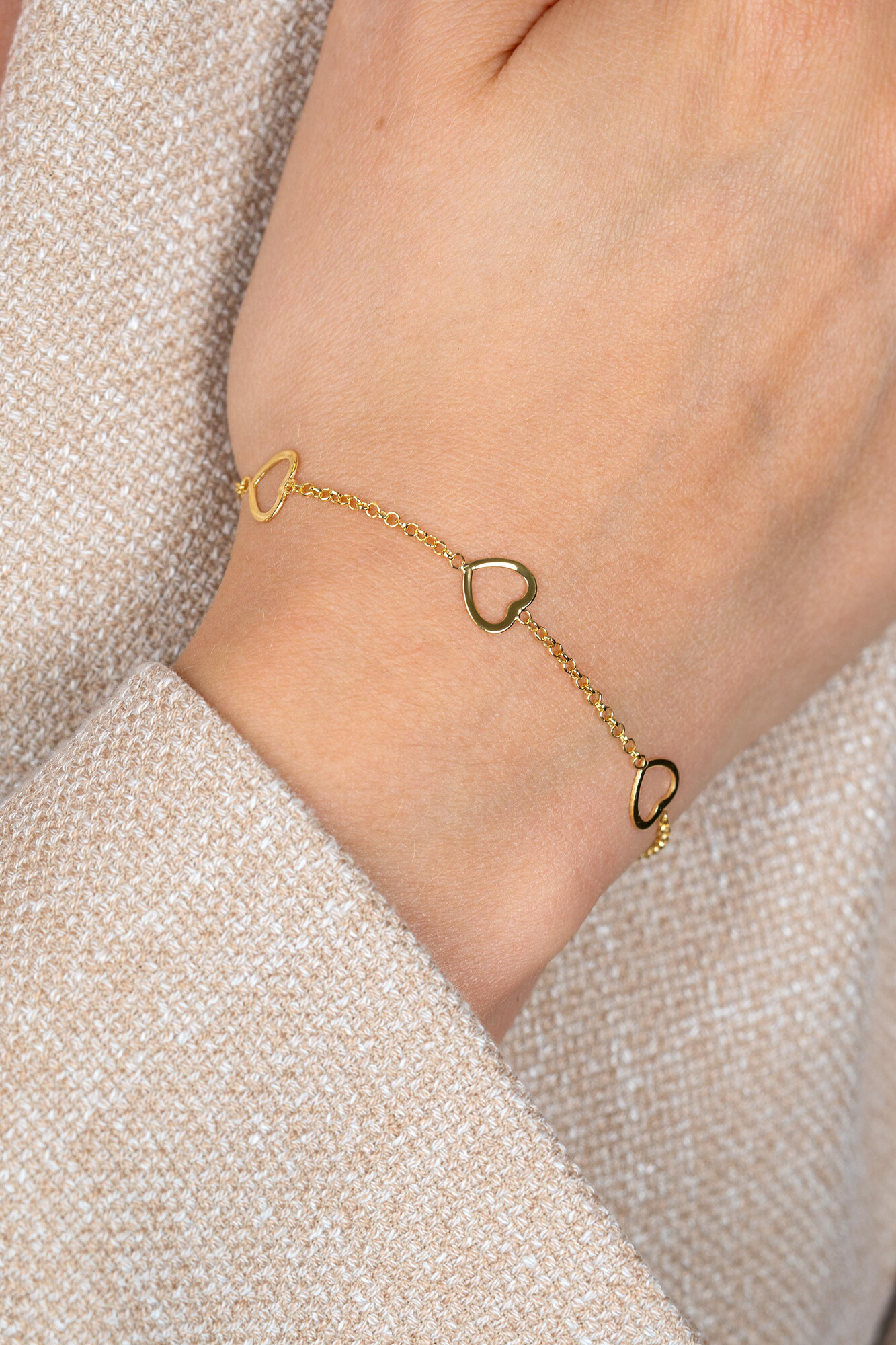 ZINZI zilveren armband geel verguld hart 17-20cm ZIA1188G