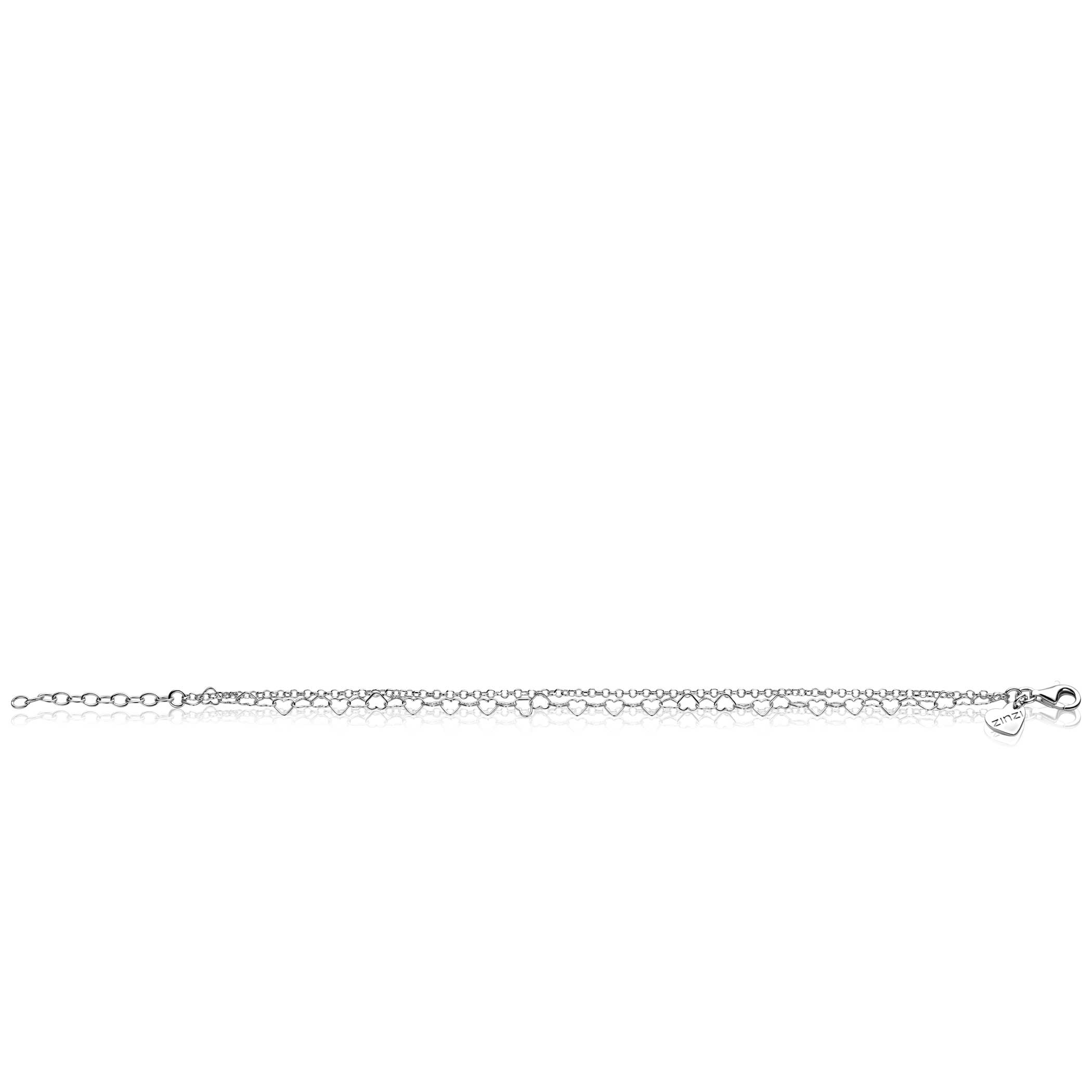 ZINZI zilveren dubbele armband met open hartjes schakels ZIA2775