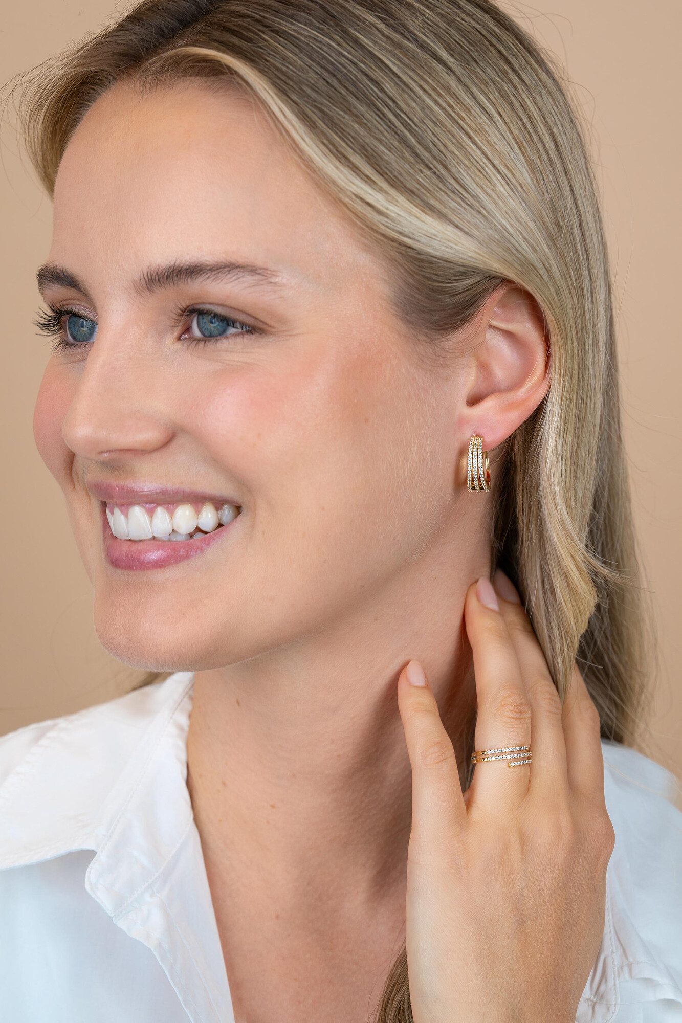 18mm ZINZI goldplated zilveren multi-look oorringen met luxe scharniersluiting 7mm breed ZIO2727YL