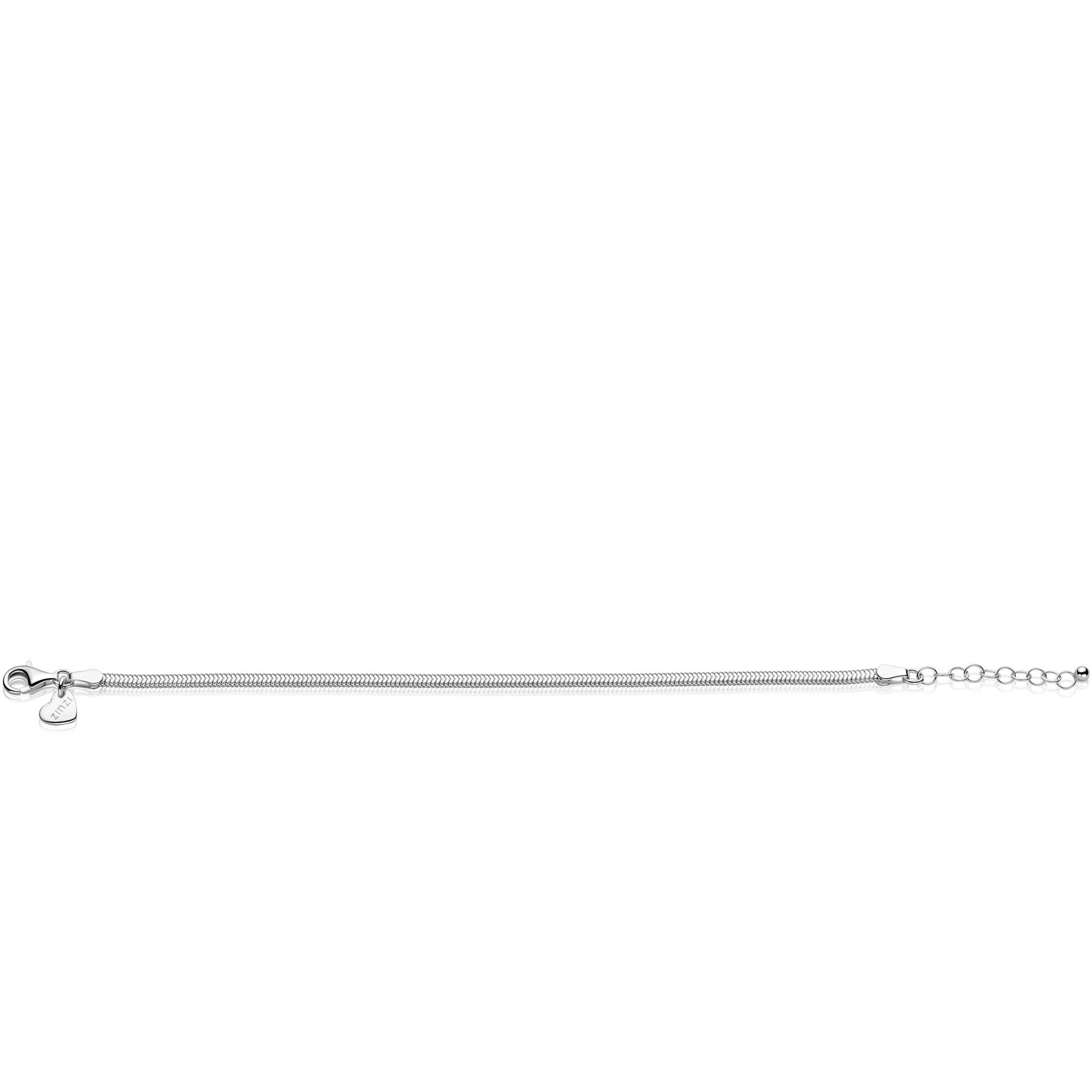 ZINZI zilveren platte slangen schakel armband (2,8mm breed) 18-21cm ZIA2847