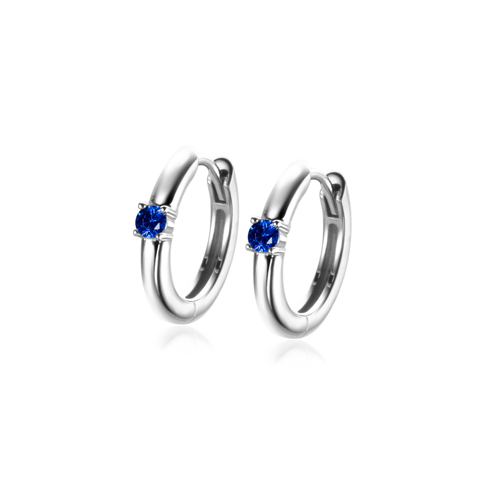 SEPTEMBER oorringen 13mm zilver met geboortesteen blauw saffier zirconia
