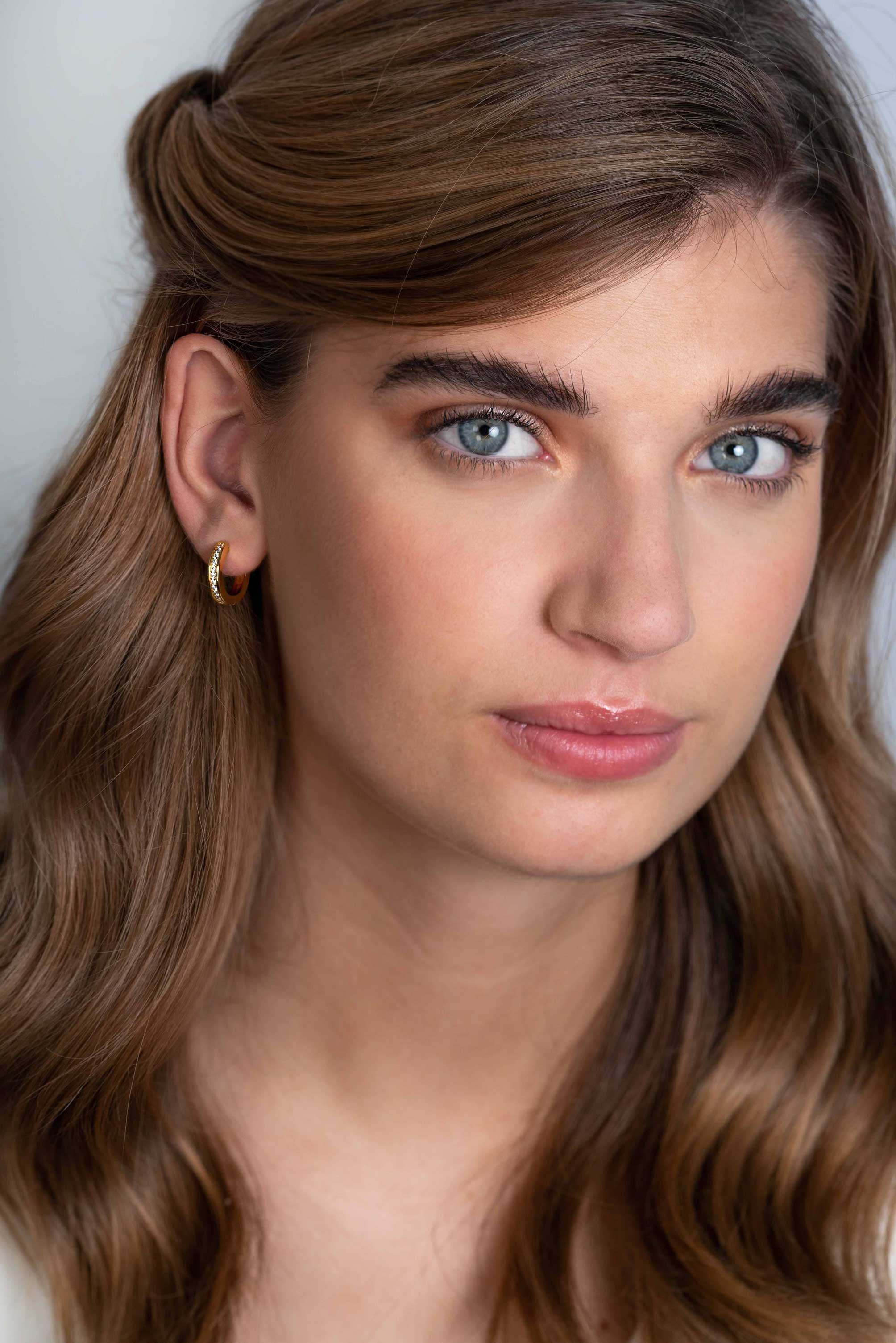 Zinzi zilveren oorringen 14K geel verguld 17 x 3mm witte zirconia's ZIO186Y
