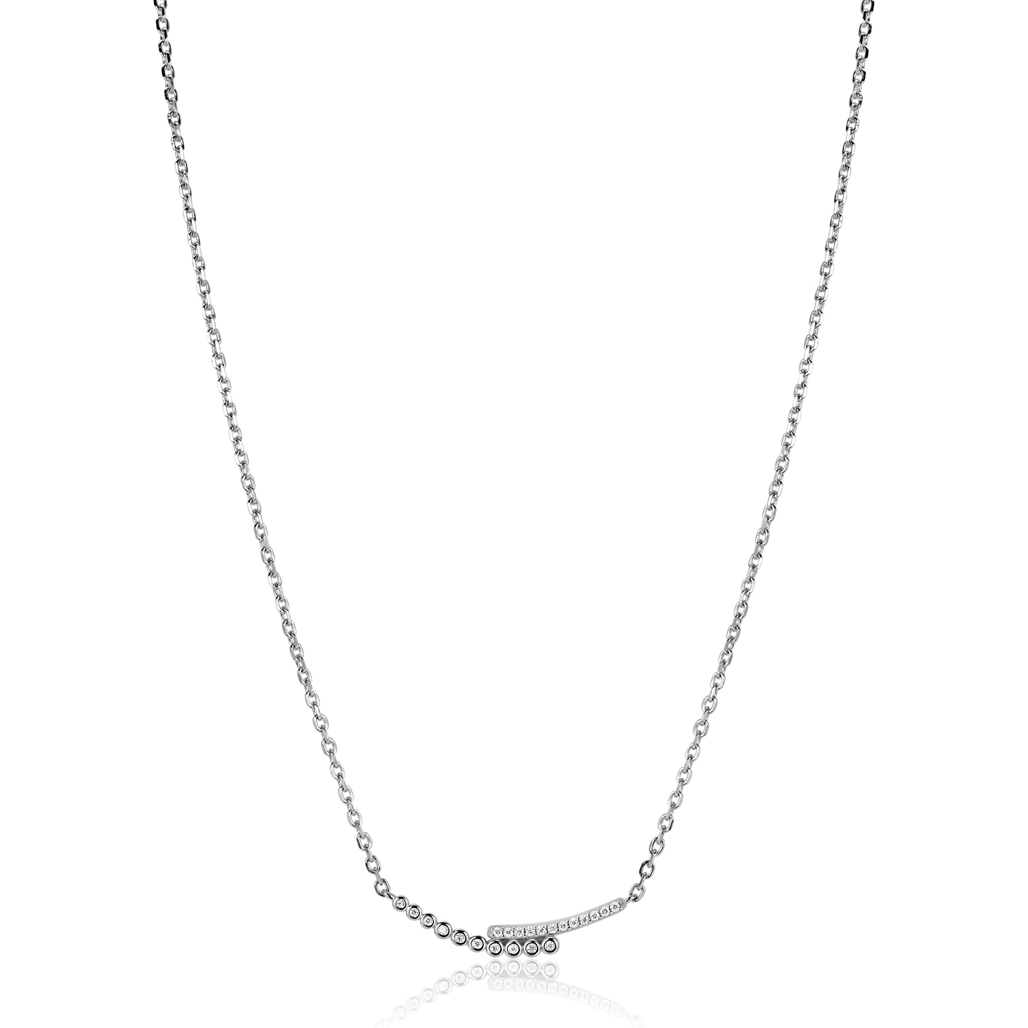 ZINZI zilveren ketting 42–45cm met staafjes bezet met witte zirkonia’s ZIC2729