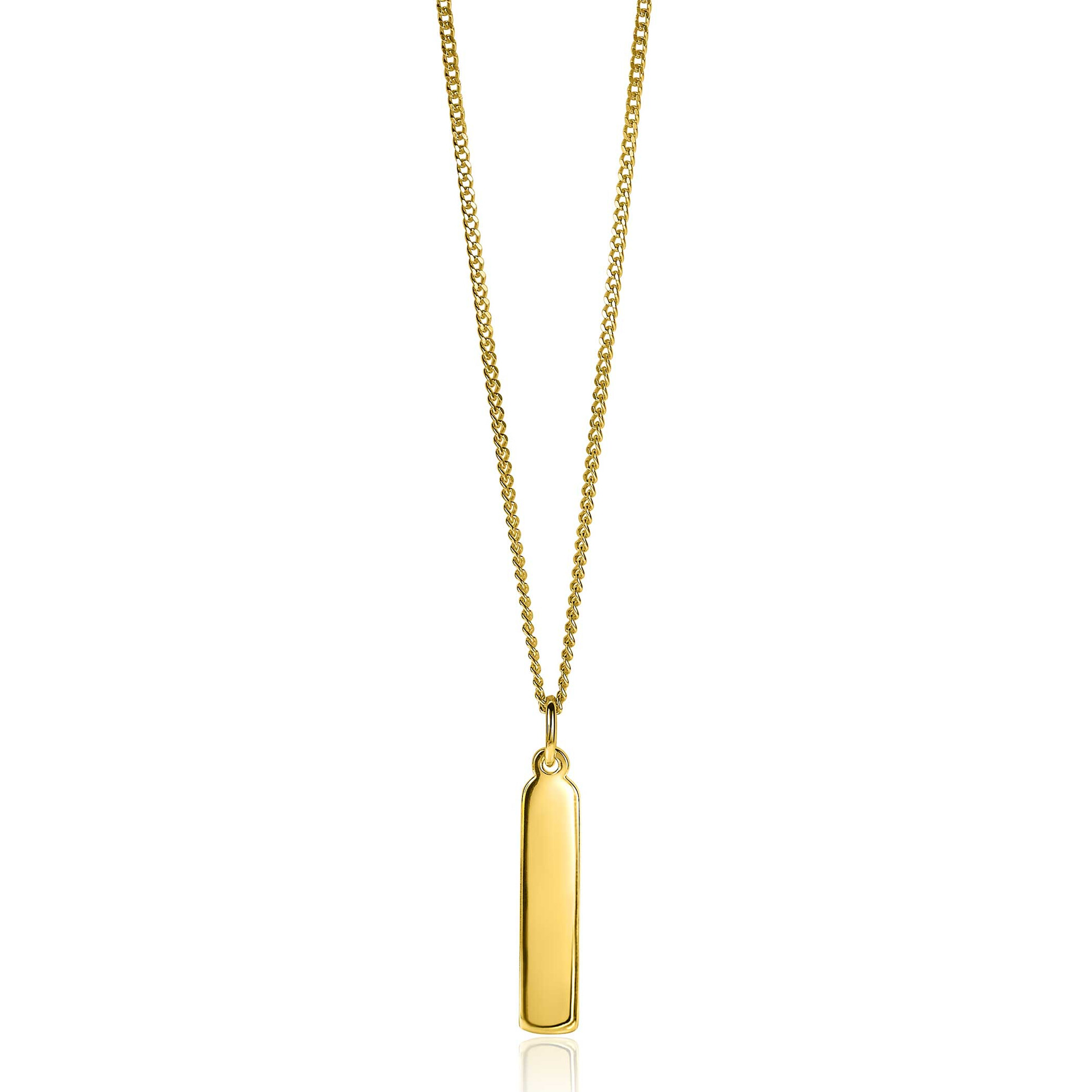 ZINZI zilveren hanger 14K geel verguld 32mm langwerpige plaat ZIH2213G (zonder collier)