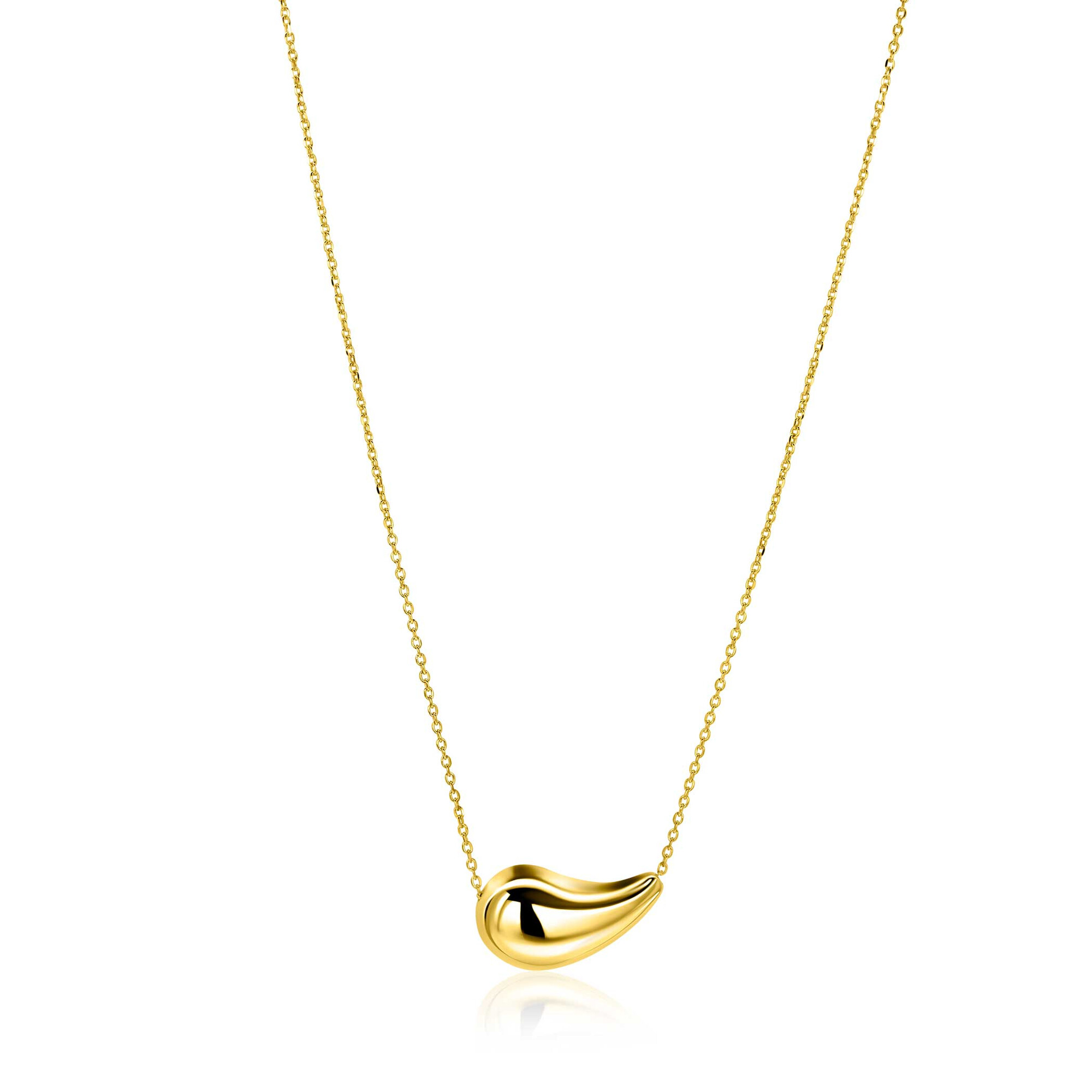 ZINZI gold plated zilveren ketting met horizontale druppelvormige hanger 40-45 cm ZIC2589G