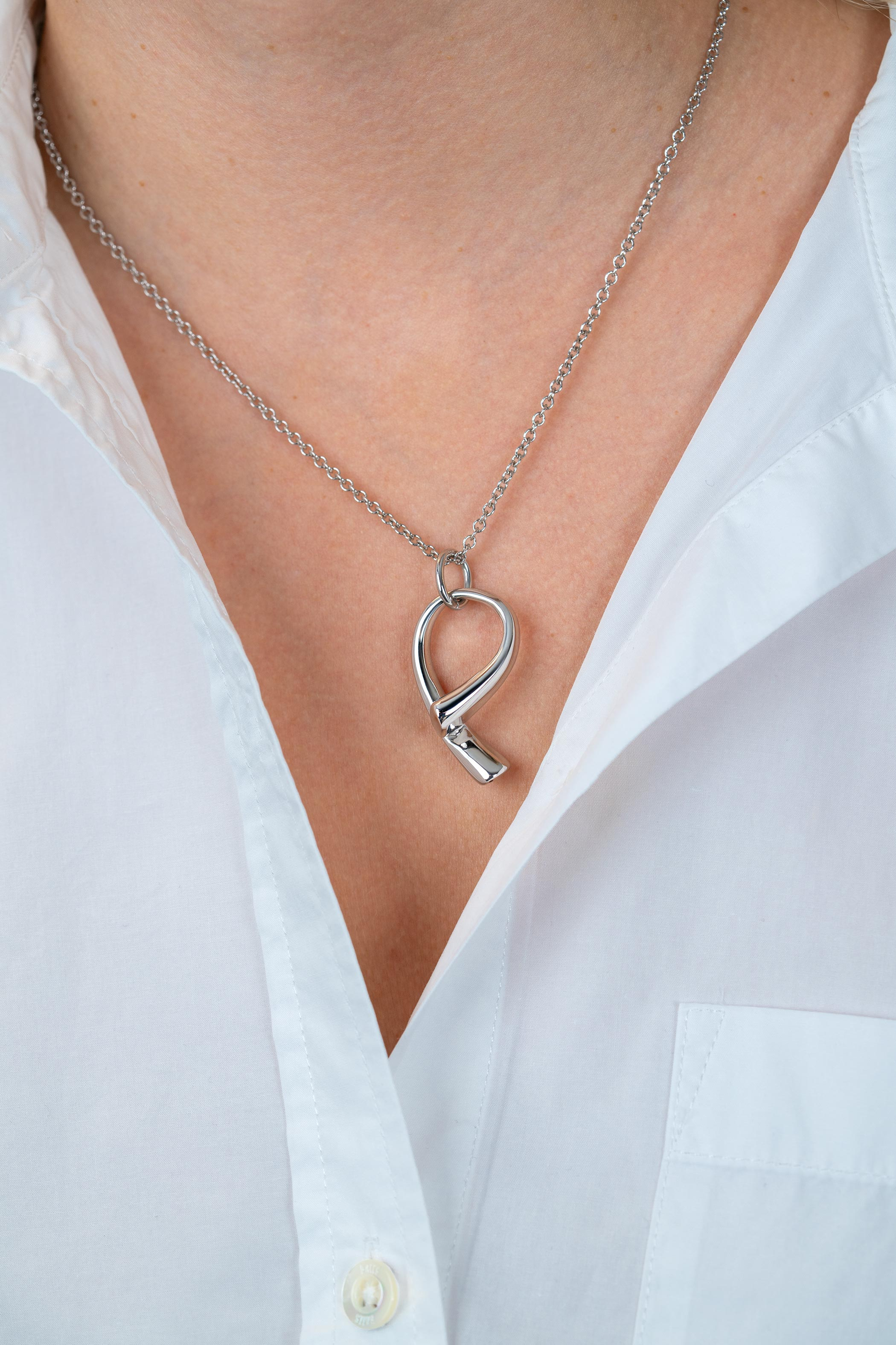 ZINZI zilveren ketting 45cm met grote sierlijke hanger 40mm ZIC2786