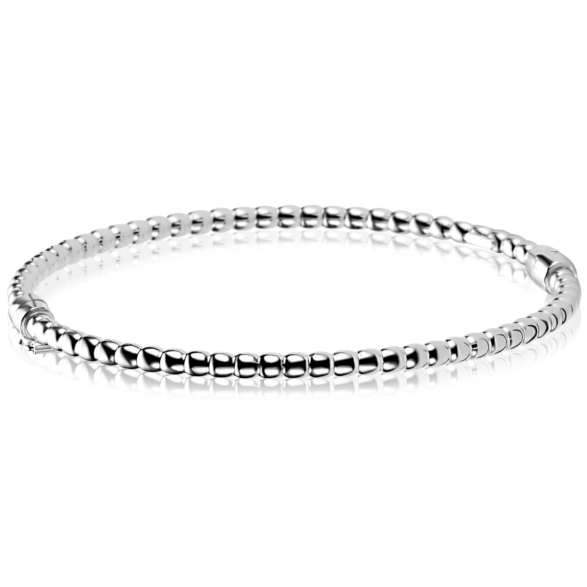 ZINZI zilveren bangle armband met bolletjes-motief 3mm en luxe scharniersluiting ZIA2755